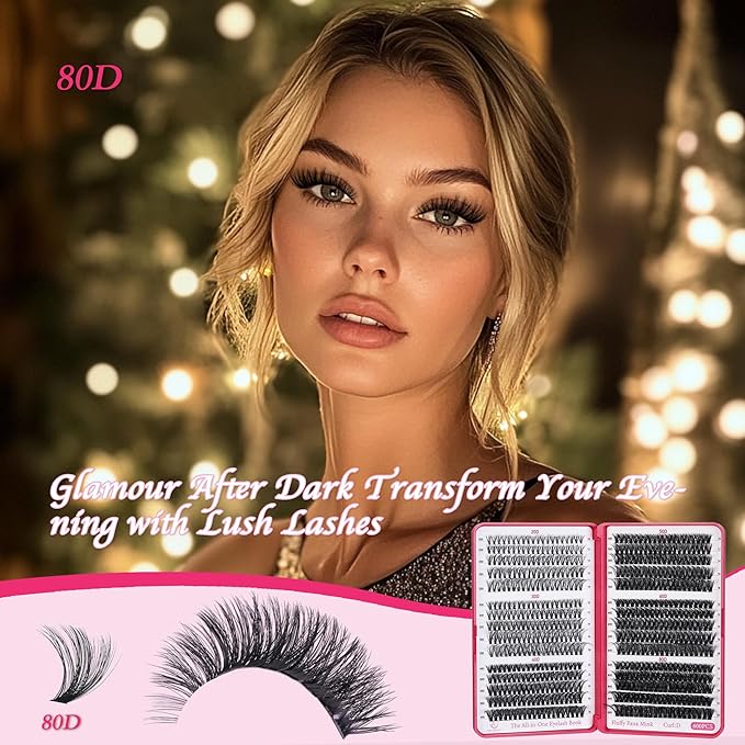 Lash Clusters 600PCS Lash Clusters Kit 20D30D40D50D60D80D Wispy Lashes D Curl Eyelash Clusters Natural DIY Eyelash Extensions Kit for Beginners 10-18MM