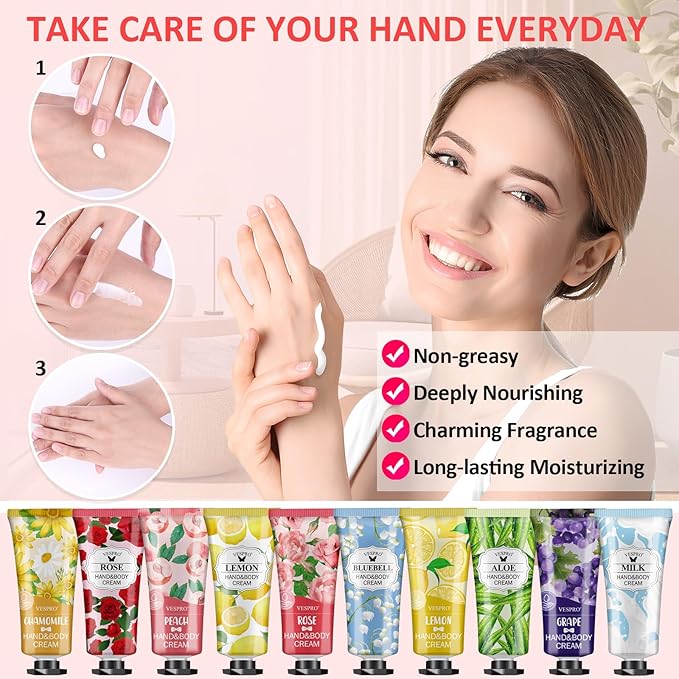 VESPRO 140 Pack Hand Cream Gifts Set, Valentines Day Gifts, Hand Lotion Travel Size for Dry Cracked Hands, Mini Hand Cream for Teacher Appreciation Gifts, Gifts for Mom and Birthday Gifts