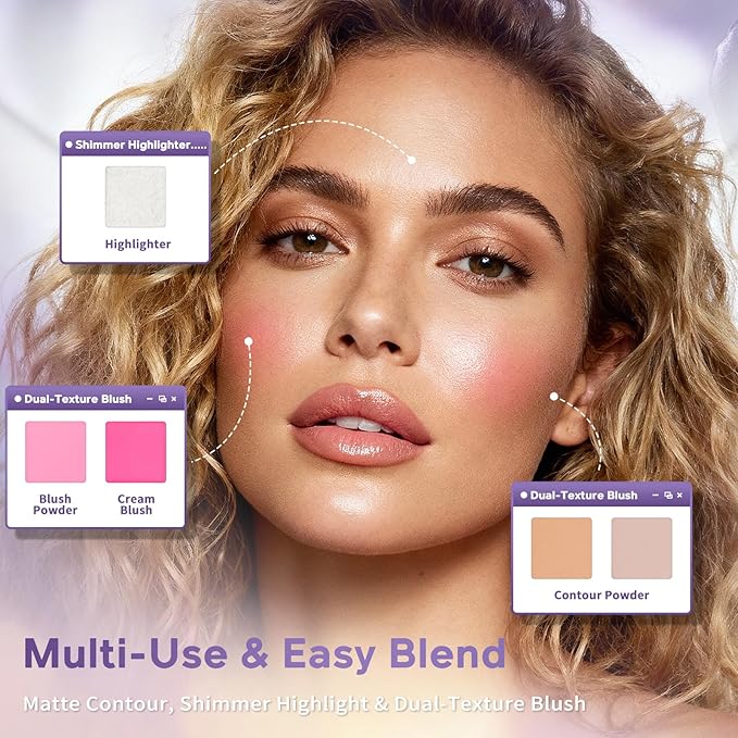 Glam Code Makeup Palette for Face, All in One Cosmetics Pallet for Women & Girls, Travel Size Make Up Palette Includes Eyeshadow, blush, Highlighter, Contour Powder, Concealer & Mirror, 02