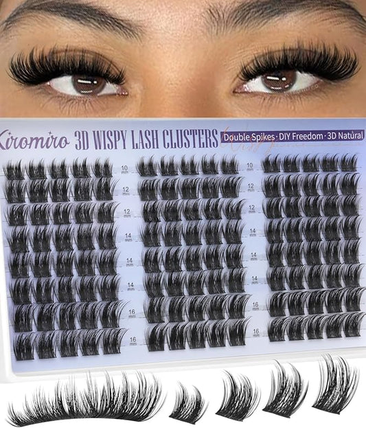 Kiromiro Wispy Lash Clusters Spike Cluster Eyelash Extensions Volume Eye Lash Clusters 10-16mm DIY Lashes Extension Natural Eyelash Clusters