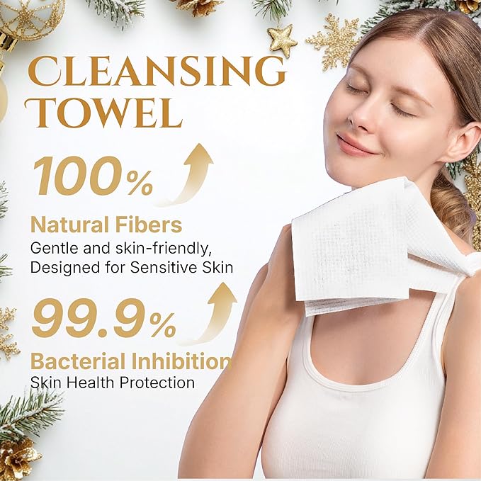 Serenorch Disposable Face Towels for Christmas, 10" x 12" Christmas Gifts for Sensitive Skin, Extra Soft Makeup Remover Dry Wipes, 50 Count