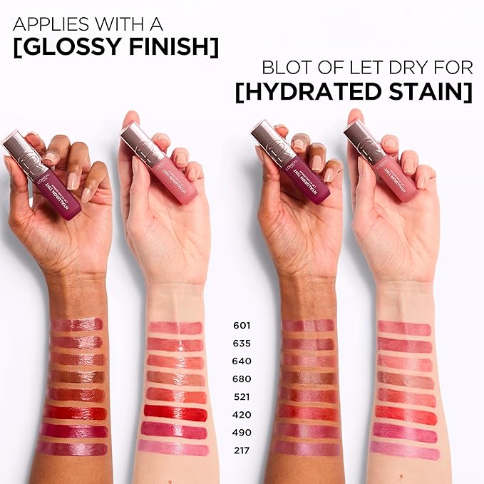 L'Oreal Paris Hyaluron Tint Lip Stain Serum, Long Lasting, Hydrating Lip Makeup Infused with Hyaluronic Acid, 635 Worth It Medium (Medium Berry Nude)