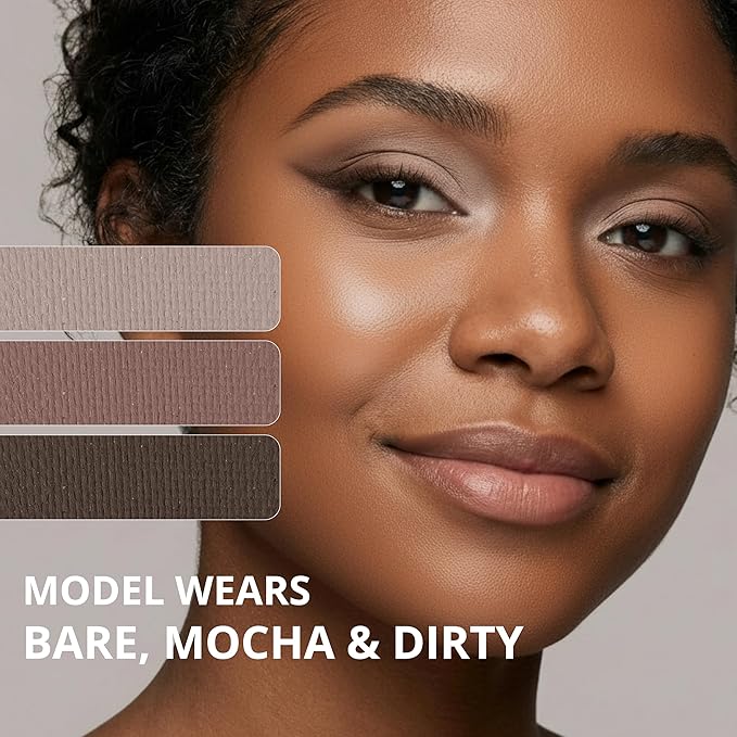 Lamora Attraction Eyeshadow Palette - 12 Soft Brown Shadows, Multi-Use Eye Makeup Palette with Matte & Shimmer Finishes, Ultra-Blendable Everyday Neutrals, Long-lasting Wear, Travel Makeup with Mirror
