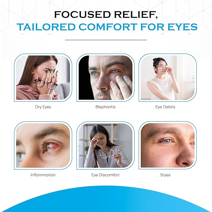 Eye Wipes for Dry Eyes - Tea Tree Eyelid Wipes Blepharitis, Tired, & Itchy Eyes - Tearless & Fragrance-Free Eye Cleaning Pads by ThermoDR - 30 Pcs
