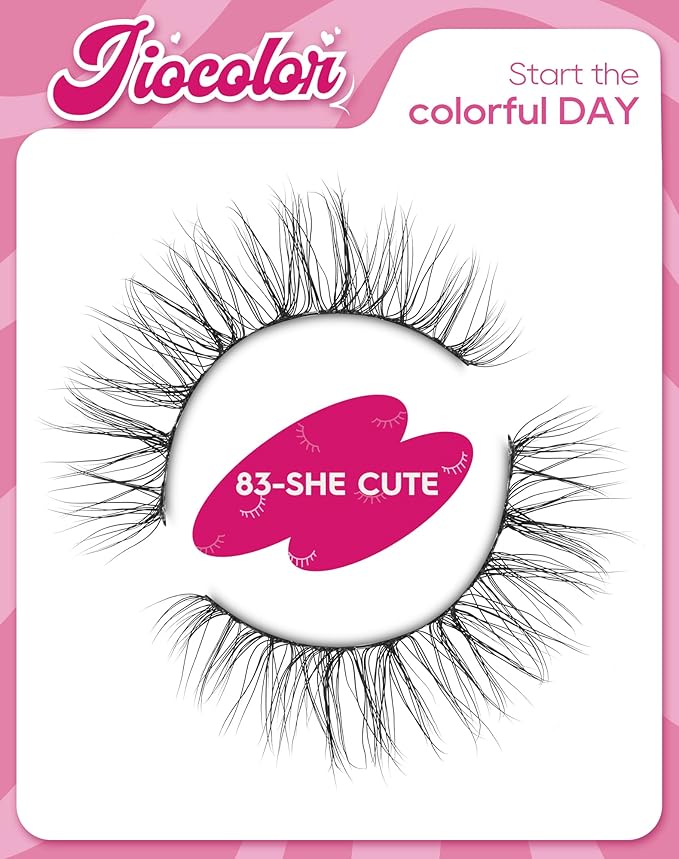 Wispy Strip Lashes Natural Look C Curl Volume False Eyelashes Short Mink Lashes 3D Classic Fake Lashes Small Fairy Eye Lashes Pack 15mm 83-SHE CUTE