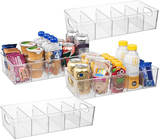 ClearSpace Plastic Pantry Organization and Storage Bins with Removable Dividers – Perfect Kitchen Organization or Kitchen Storage – Refrigerator Organizer Bins, Cabinet Organizers (4 Pack XL)