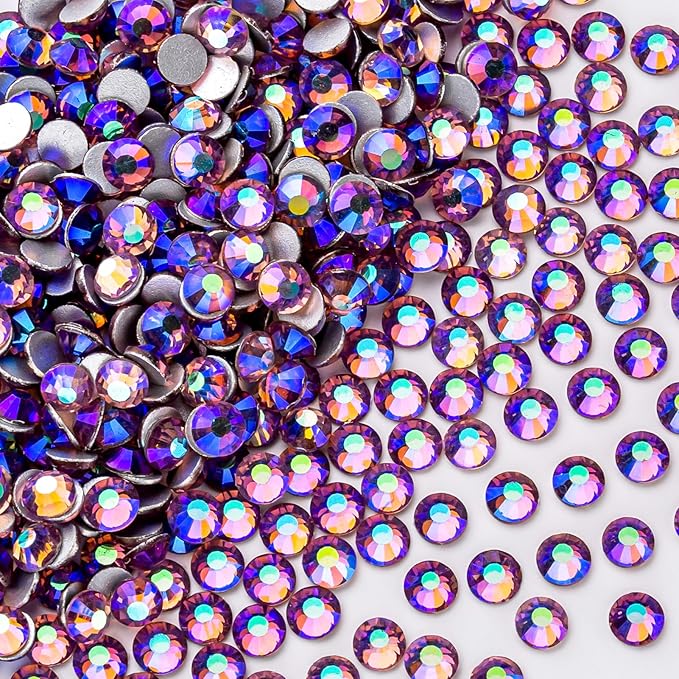 288Pcs Light-Purple Ab Crystal Rhinestones,Glass Flatback Rhinestones Gemstones for Nail Face Makeup Art Crafts Clothes Decoration-SS30,6.5mm,Light-Purple Ab