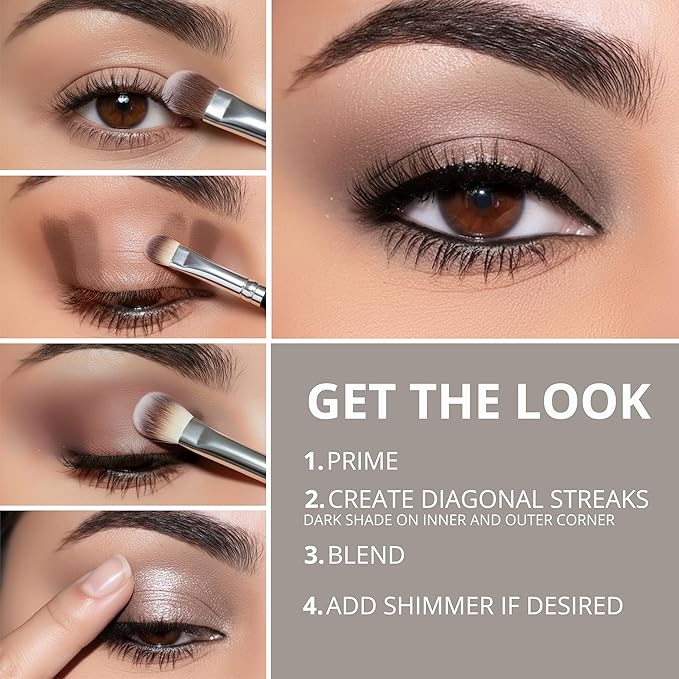 Lamora Attraction Eyeshadow Palette - 12 Soft Brown Shadows, Multi-Use Eye Makeup Palette with Matte & Shimmer Finishes, Ultra-Blendable Everyday Neutrals, Long-lasting Wear, Travel Makeup with Mirror
