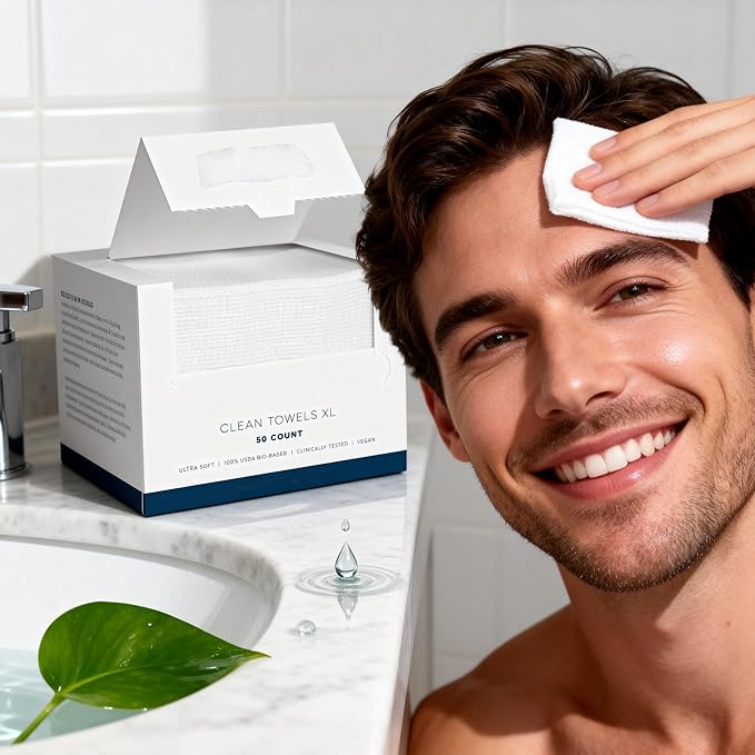 Face Towels,Disposable Face Towel, Facial Washcloth, Makeup Remover Dry Wipes,50 Ct,Clean Facial Towels for Sensitive Skin, (4, XL)