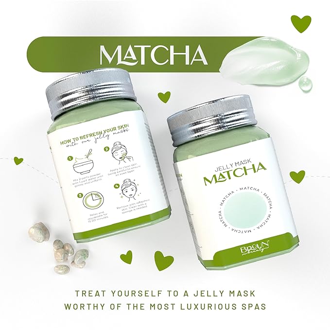 BRÜUN Peel-Off Matcha Jelly Mask for Face Care – A 23 fl oz Rubber Jar for 30 to 35 Treatments – A Skin Care Moisturizing Gel Mask of Spa Set for Men, Women and Adults