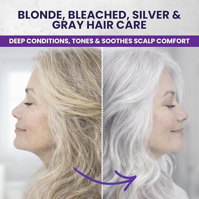KESMEDIK Pure Silver Purple Hair Mask Toner with Tea Tree & Argan Oil, Deep Conditioner for Dry Damaged Bleached, Blonde White & Gray Hair, Relieves Itchy Scalp, Neutralizes Brassy & Yellow Tones | Hair Mask Toner, Deep Conditioner, Gray Hair Care, Blo...