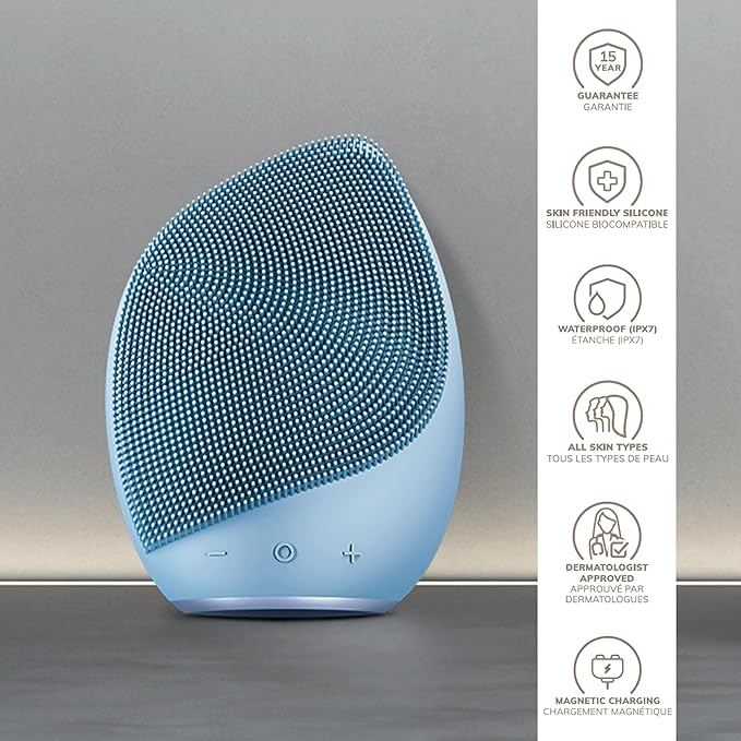 GESKE SmartAppGuided™ Sonic Facial Brush 5 in 1 | Vibrating Electric Facial Cleansing Brush | Soft Silicone Brush | Professional Facial Cleanser | Skin Cleanser & Exfoliator | Face Massager