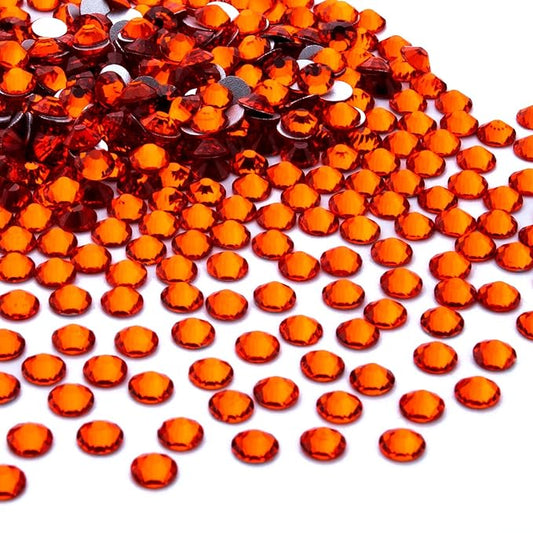 288Pcs Orange Crystal Rhinestones,Glass Flatback Rhinestones Gemstones for Nail Face Makeup Art Crafts Clothes Decoration - (SS30,6.5mm,Orange)