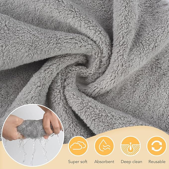 SUNLAND Microfiber Face Cloth Reusable Makeup Remover Facial Cleansing Towel Ultra Soft Face Washcloth 12inchx12inch 12 Pack Grey