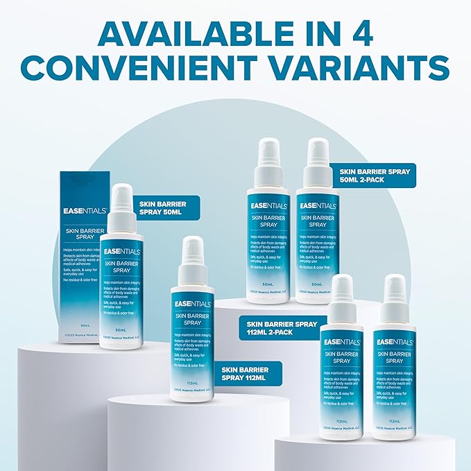 Quick-Drying, Low-Residue Ostomy Barrier Spray – Barrier Spray Ideal for Sensitive Skin - Silicone Skin Prep for Pain-Free Application and Removal of Ostomy Pouches and Bandages