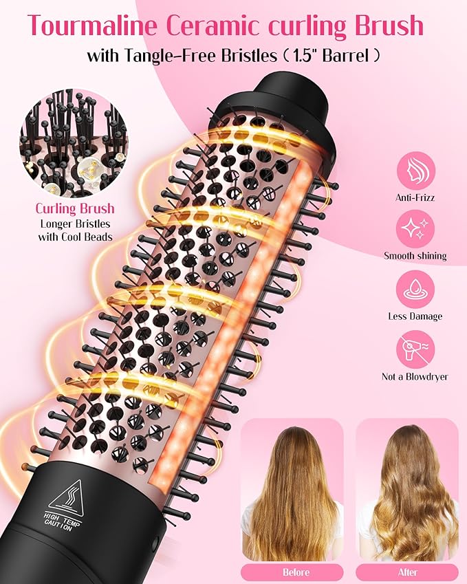 ANIEKIN 5 in 1 Curling Iron Set, Fast Heat Up Curling Wand from 3/8 to 1 1/4 Inch and a Thermal Brush Come with, Dual Voltage Hair Curler for Women All Hair Types and Travel Use, Gifts for Women