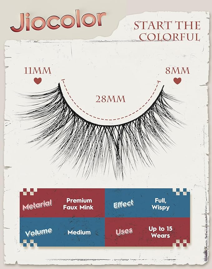 Faux Mink Lashes Natural Look Fluffy 14mm Eyelashes Wispy 3D 12mm Fake Eyelashes Thin Band Reusable False Lashes Pack 7 Pairs S3