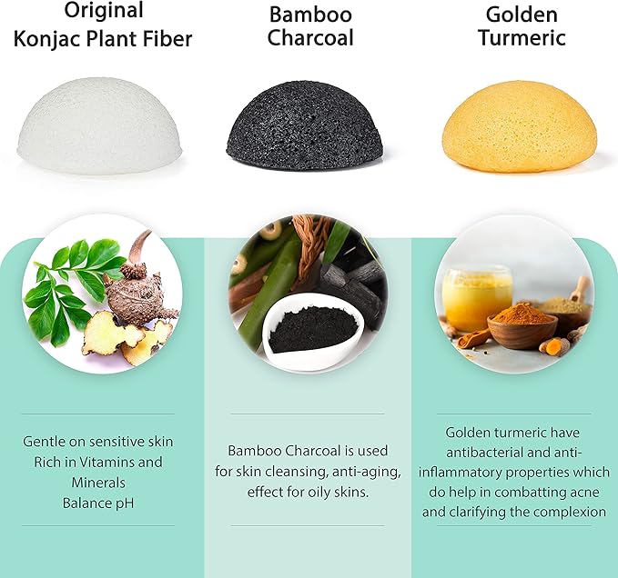 pureSOL Konjac Sponge - Original - Facial Sponge, Sponge, Eco-Friendly - Gentle Exfoliating Sponge, Deep Cleansing, Improved Skin Texture - Konjac Facial Cleansing Sponge