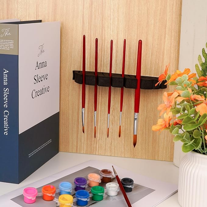 Paint Brush Holder Drying Rack, 2Pcs Multifunctional Pen Rack, Black