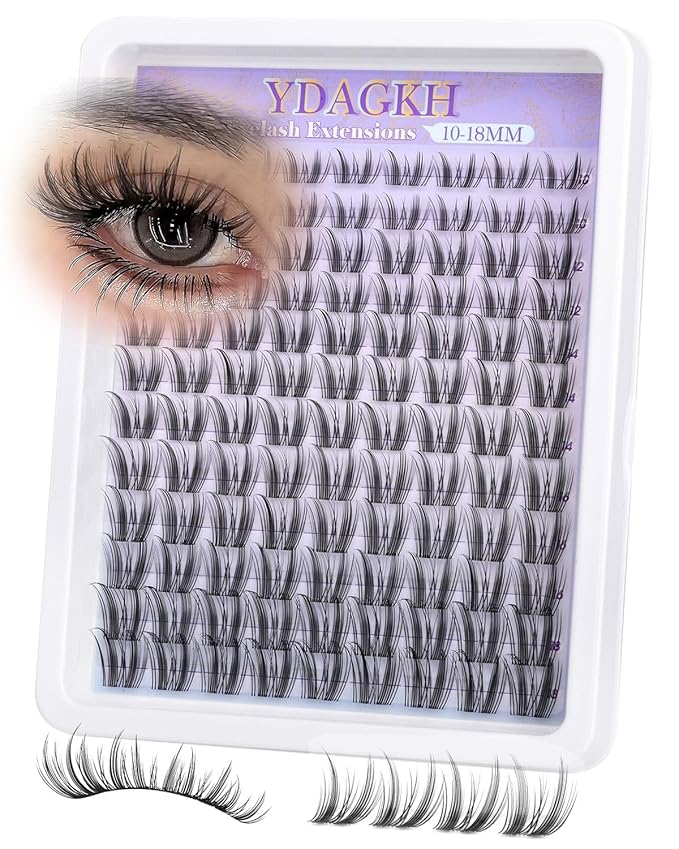 Fairy Lash Clusters Bunny Anime Natural Clusters Eyelash Extensions 10-18mm Freya Spikes Wispy Eyelash Clusters Manga Invisible Band Individual Lashes C Curly Wet Look DIY Spiky Doll Lashes for Daily