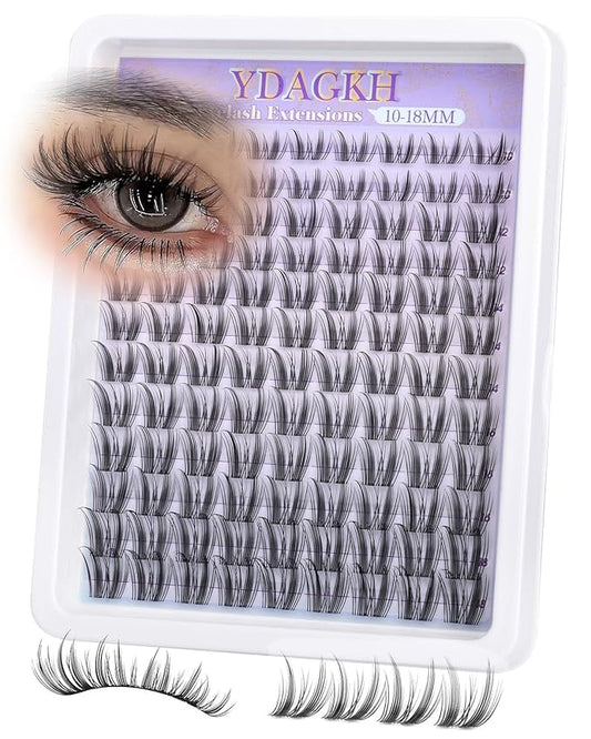 Fairy Lash Clusters Bunny Anime Natural Clusters Eyelash Extensions 10-18mm Freya Spikes Wispy Eyelash Clusters Manga Invisible Band Individual Lashes C Curly Wet Look DIY Spiky Doll Lashes for Daily
