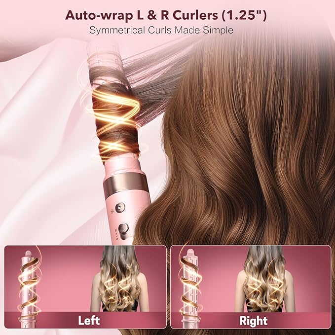 Mythsight Dual Voltage StyleVibe 6-in-1 Air Styler, Hair Dryer & Blow Dryer Brush with Travel Case - Auto Wrap Curls (L/R), Fast Drying, Thermal Brush for Blowouts & Frizz-Free Volume, No Heat Damage