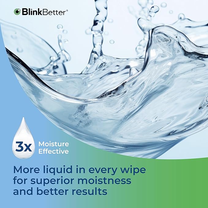 BlinkBetter Tea Tree Oil Eyelid Wipes - 20 x Natural Blepharitis, MGD & Dry Eye Relief Wipes | Cleansing, Soothing, Dual-Textured, Triple Moisture Formula | Biodegradable & Gentle (Pack of 1, 20)