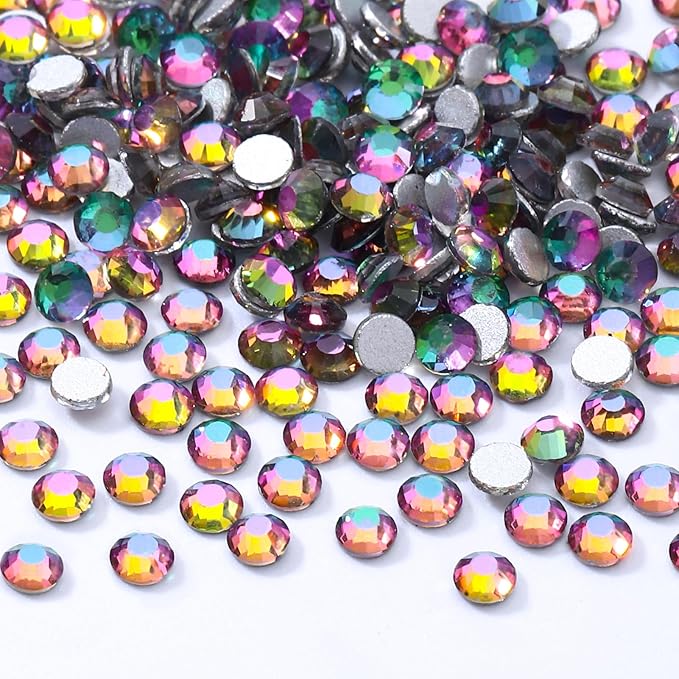 Meibite Green Volcano Flatback Rhinestones, Glass Rhinestones for Nail Art and Craft, Glue Fix, Loose Crystal Gemstones(Green Volcano, SS10, 2880pcs, 2.7-2.8mm)