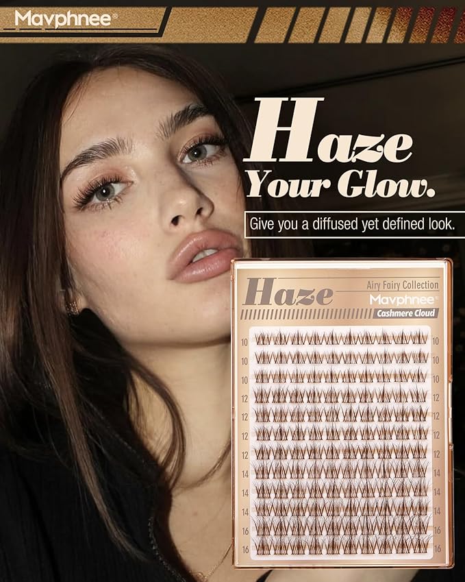 Brown Lash Clusters Gently Fluffy Eyelash Clusters Dark Brown Individual Lashes Extensions Natural Cluster Lashes Wispy Fairy Cluster Eyelash Extensions Soft Vibe DIY Lash Pack (120Pcs, 10-16MM)