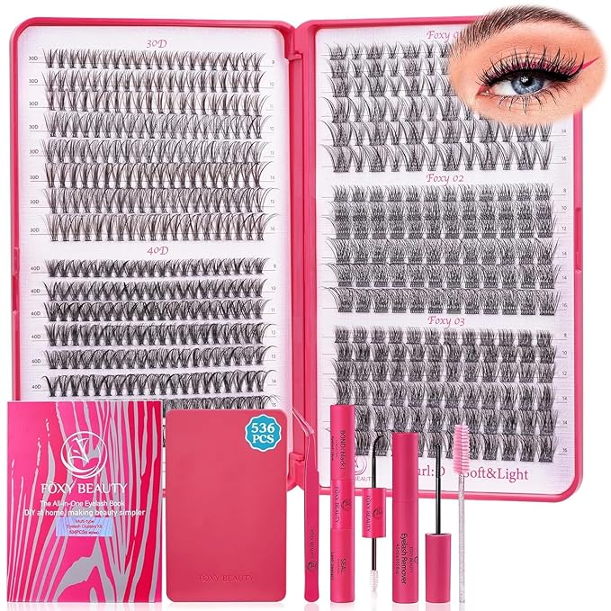 Lash Clusters 30D40D50D60D Lash Clustes Kit Natural Fluffy Lashes Eyelash Extension Kit D Curl False Eyelashes for Starter DIY at Home