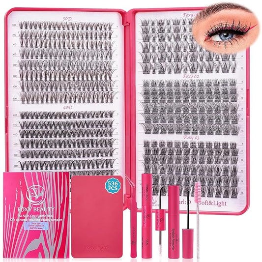 Lash Clusters 30D40D50D60D Lash Clustes Kit Natural Fluffy Lashes Eyelash Extension Kit D Curl False Eyelashes for Starter DIY at Home