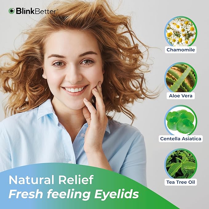 BlinkBetter Tea Tree Oil Eyelid Wipes - 20 x Natural Blepharitis, MGD & Dry Eye Relief Wipes | Cleansing, Soothing, Dual-Textured, Triple Moisture Formula | Biodegradable & Gentle (Pack of 1, 20)