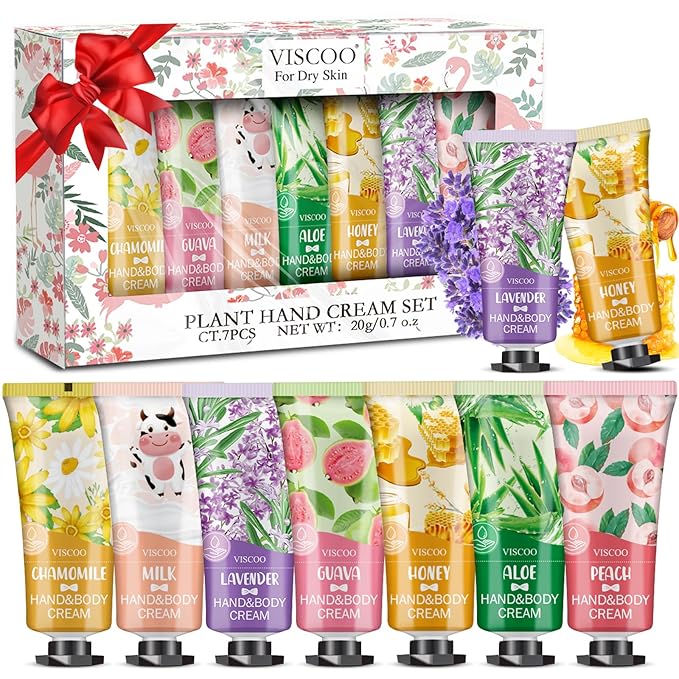 7 Pack Hand Cream Gifts Set for Women, Valentines Day Gifts for Her, Birthday Gifts for Women,Teacher Nurse Appreciation, Mini Moisturizing Hand Lotion Travel Size in Bulk for Dry Cracked Hands