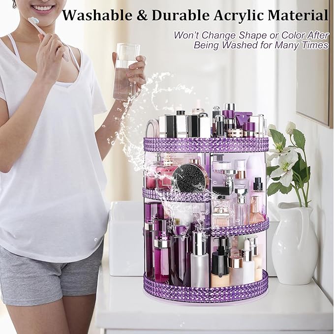Awenia Makeup Organizer 360-Degree Rotating Plus Size, Adjustable Makeup Storage, 7 Layers Large Capacity Cosmetic Storage Unit,Fits Different Types of Cosmetics and Accessories with Makeup Bag