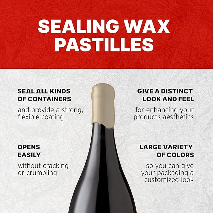 Blended Waxes, Inc. Bottle Sealing Wax, Pastille Wax Seal Beads For Wine, Beer, and Liquor Bottle Sealing, Seals Between 25-30 Bottles, 1 lb, Ivory Pearl