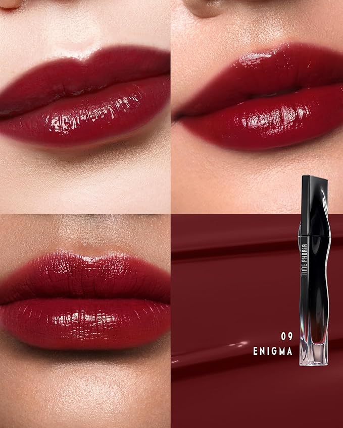 Stellar Dust Lip Stain 09 Enigma, Waterproof Transfer-Proof Lip Gloss, Deep Red Brown Tinted Glossy Finish, High-Pigment Vibrant, Hydrating Lightweight Long-Lasting Lip Makeup for Women