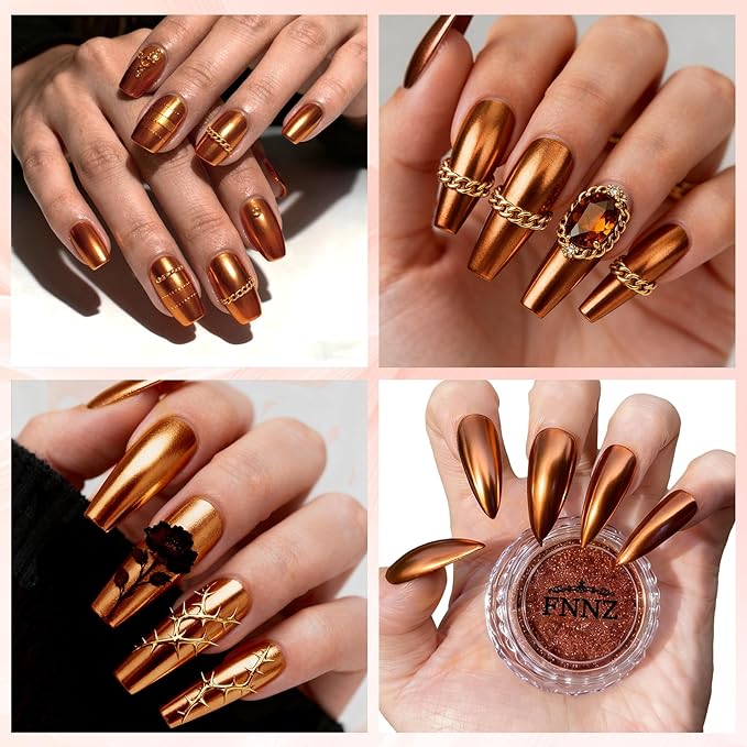 FNNZ Chrome Nail Powder, Metallic Nail Powder Pigment Premium Mirror Effect Salon Nail Art Glitter Dust for Valentines Gel Polish Decoration Home DIY Nail Manicure Supplies - Autumn Grove