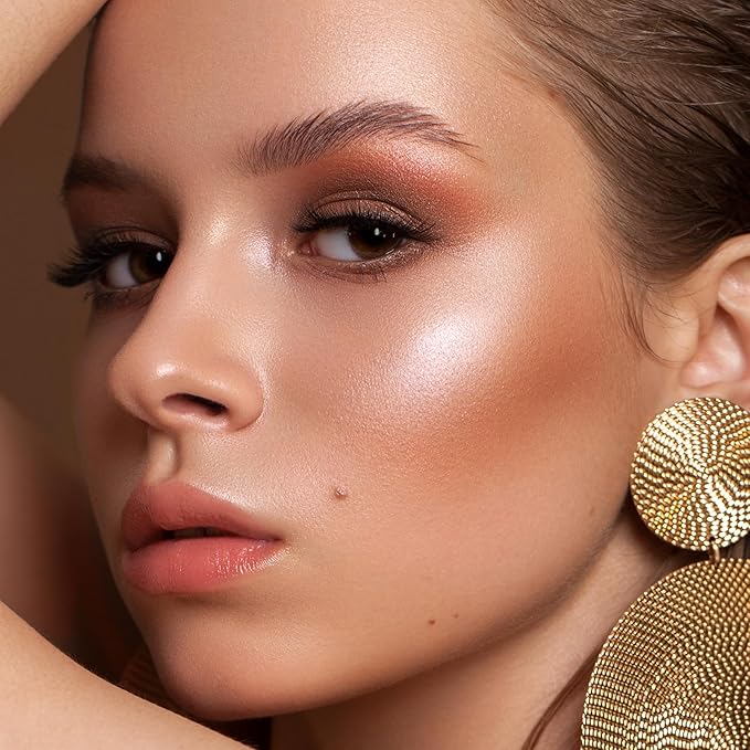 Boobeen Highlighter Makeup Highlighter Palette Powder Shimmer Facial Illuminator Bronzer Palette Waterproof Long Lasting
