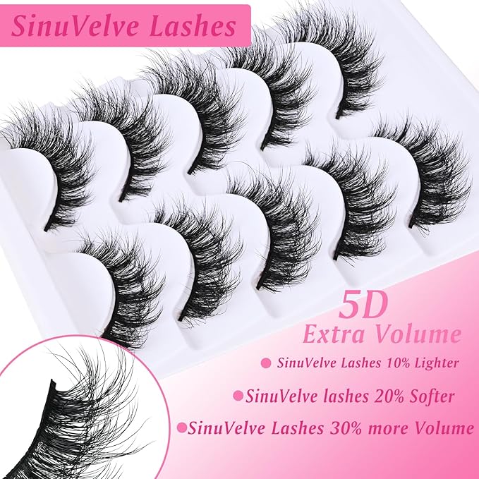 SinuVelve Extra volume False Lashes Wispay Cat Eye Lashes Natural Look Manga strip lashes 14mm D Curl Reusable 25 Times Super Soft Fake Mink Eye Lashes Light Weight Lash Strips Wispy By Hiklasy
