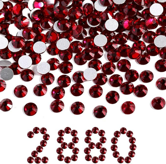 Beadsland Flatback Rhinestones Bulk,14400pcs Red Rhinestones for Nails Crafts Clothes DIY Decoration, Dark Siam, SS30, 6.3-6.5mm