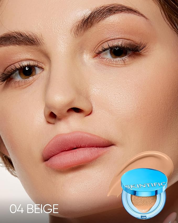Velvet Matte Cushion Foundation Blue #04 Beige| Full Coverage,12H Oil Control,Ideal for Oily & Combination Skin,Waterproof,Long-Lasting, Lightweight, Hydrating,Transfer-Proof