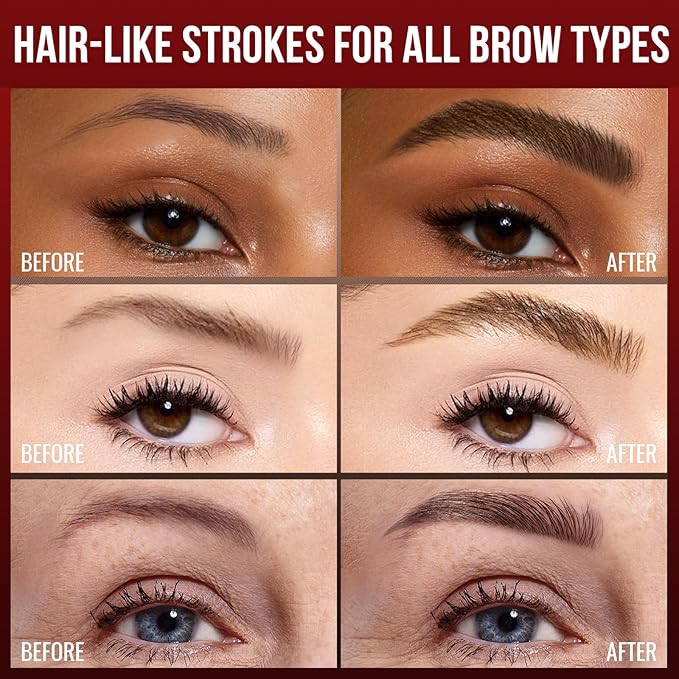 Vevivia Eyebrow Pencils for Women - Eyebrow Pen with 4D Brush-Tip & Curved Tip for Natural Fuller-Looking Brows, Precise Hair-Like Strokes for All Brow Types, Last All-Day Eyebrow Makeup, Light Brown