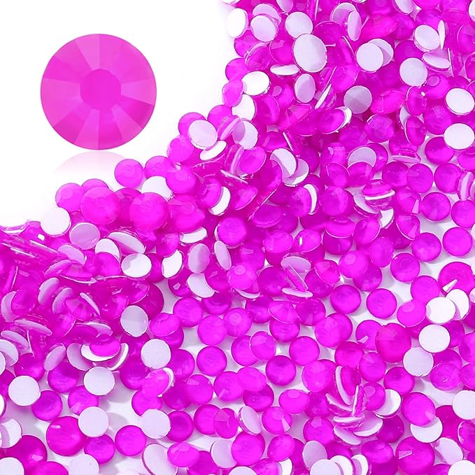 Meibite Neon Purple Flatback Rhinestones, Glass Rhinestones for Nail Art and Craft, Glue Fix, Loose Crystal Gemstones(Neon Purple, SS8, 1440pcs, 2.3-2.5mm)