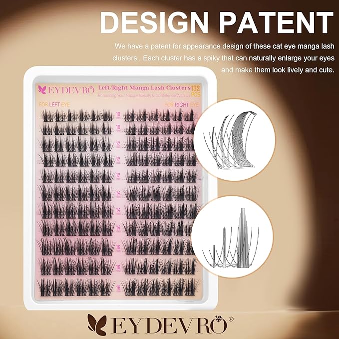 EYDEVRO Manga Lash Clusters Wispy Eyelash Clusters Anime Cluster Eyelash Extensions Natural DIY Lash Extensions Eyelash Extensions Cat Eye Individual Lashes