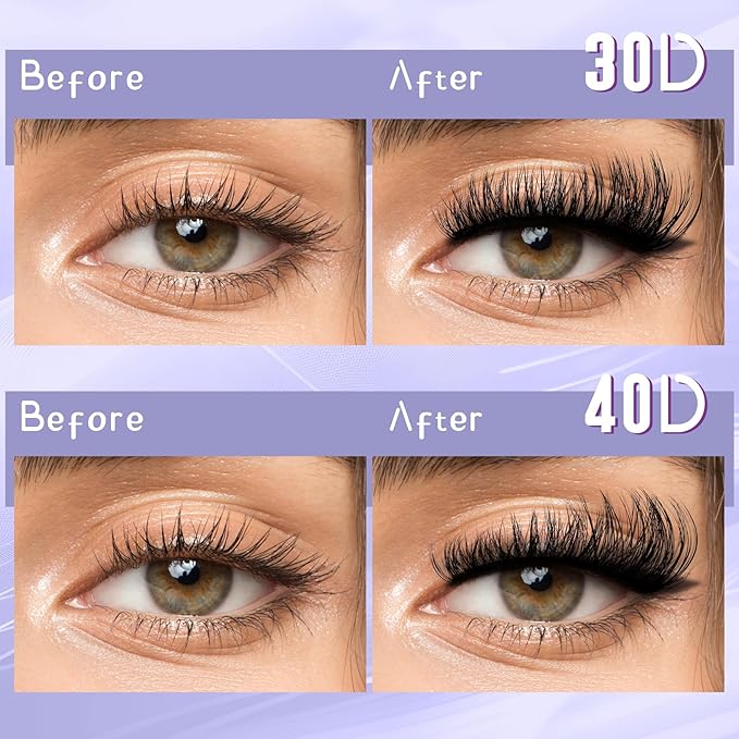 THINK SHOW 280PCS Fluffy Lash Clusters Kit - 30D & 40D Volume Lashes Clusters, 9-16mm Wispy and Natural Lash Clusters, Easy Apply at Home, Reusable & Cruelty Free Cluster Eyelash Extensions