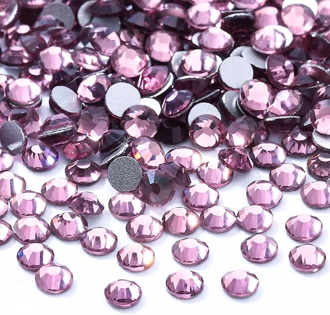 Meibite Light Amethyst Flatback Rhinestones, Glass Rhinestones for Nail Art and Craft, Glue Fix, Loose Crystal Gemstones(Lt.Amethyst, SS20, 2880pcs, 4.6-4.8mm)