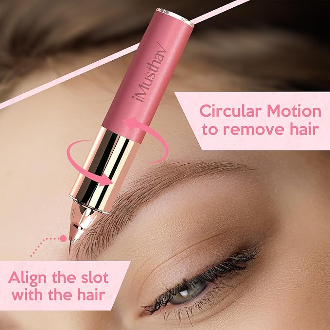iMusthav Eyebrow Hair Remover for Women | 18K Gold-Plated Head | 360° LED Light Portable Painless Epilator