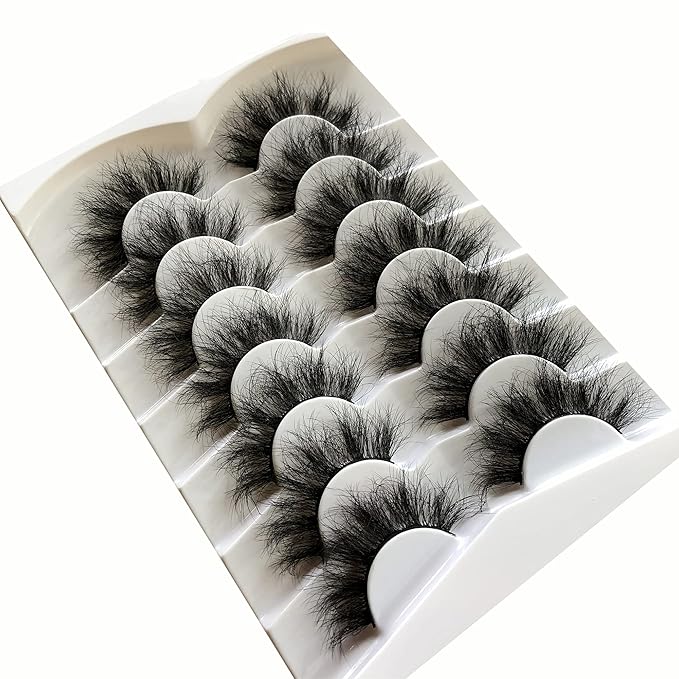 Pooplunch False Eyelashes Faux Mink Eye Lashes Volume 20MM Long Sexy Dramatic 8D Fake Eyelashes Strips 7 Pairs Pack
