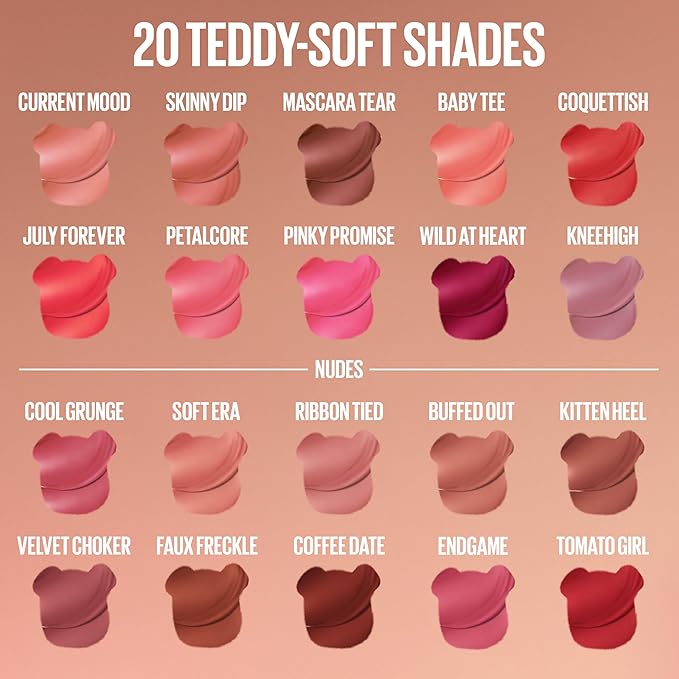 MAYBELLINE Super Stay Teddy Lip Tint, Long Lasting Matte Lipstick for Up To 12HR Wear, Buffed Out, 1 Count