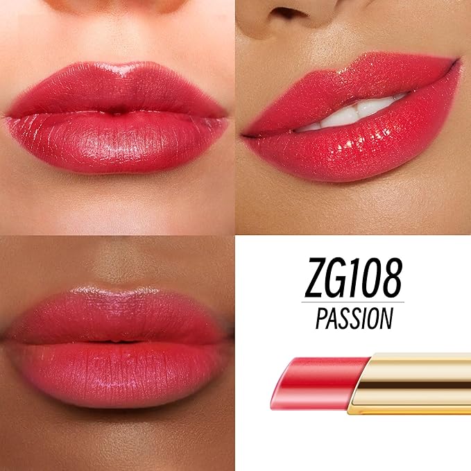 Depuplum Red Lipstick Moisturizing for Women Shimmer Tinted Lip Balm Hydrating Nourishing Lip Gloss Vegan& Cruelty Free Lip Makeup, ZG108 Passion